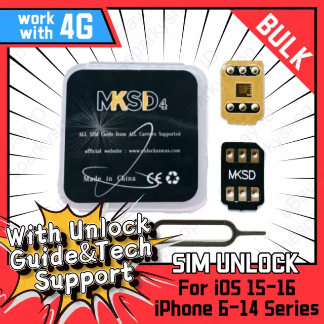 LOT MKSD4 Unlock Card RSIM Chip Service For iPhone 13 12 11 Pro Max X XR 8 7 6