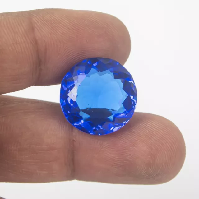 25.0 Ct Certified Natural Translucent Round Blue Topaz Loose Gemstones Z-527