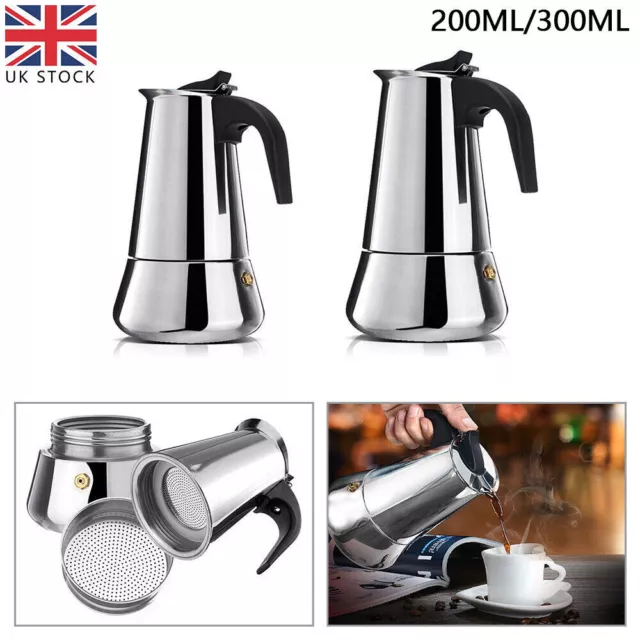 4/6 Cup Espresso Maker Cup Stove Top Coffee Percolator Moka Pot Stainless Steel