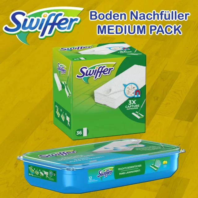 Swiffer Original Medium Boden Nachfüller Set 12 WET Zitrus & 36 Trocken Tücher