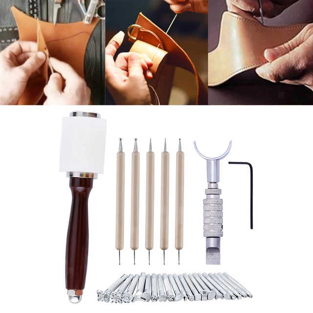 Lederhandwerk-Stanzwerkzeug-Set, Lederschnitzhammer, Handwerkzeuge,