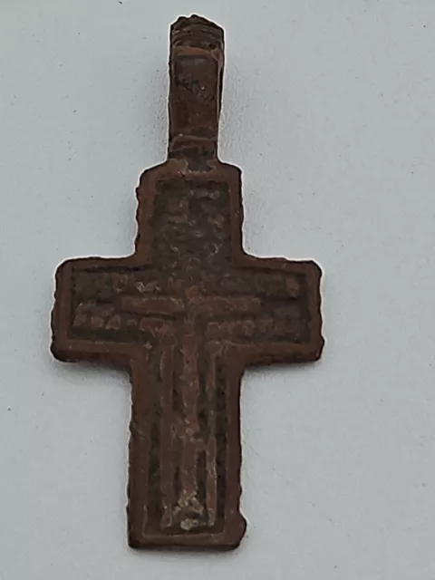 Byzantine Cross Artifact Russian Orthodox Pendant- Late/Post Medieval-W/ COA - A