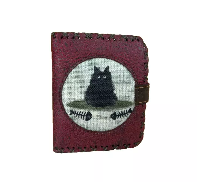 Frauen Geldbörse Katze Muster | handgefertigte 100% Vegan Boho Brieftasche