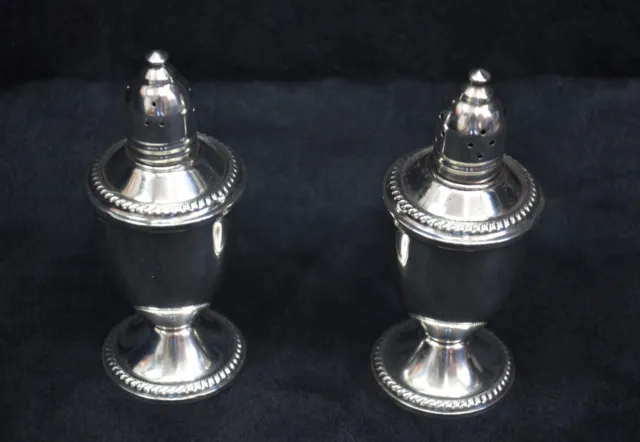 Sterling Silver Salt & Pepper Shakers, Duchin, Weighted, 4 1/2" w/ Glass Liners