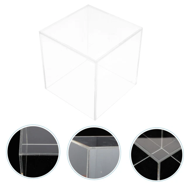 Oracra Vitrine pour Collection Présentoir Décoratif en Cube Acrylique, Boîte de Rangement Transparente avec Base en Bois, Boîtes De Protection Cubiques pour Voitures/Figurines(30x20x30cm(12x8x12