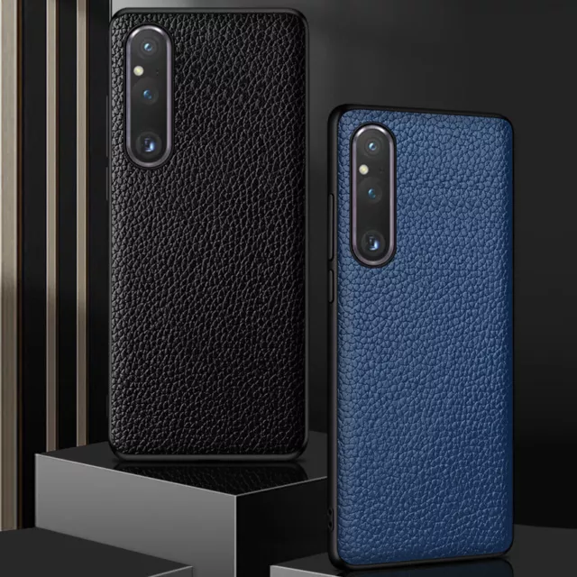 For Sony Xperia 1 V, Luxury Classic Hybrid Leather Soft Rubber Case Cover