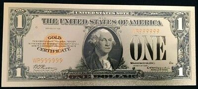 MINT OLD STYLE "GOLD" $1.00 GOLD CERTIFICATE $1 DOLLAR Rep.*Banknote!!