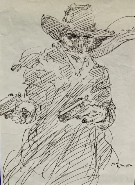 Original comic art sketch By Mike Kaluta Of The Shadow!