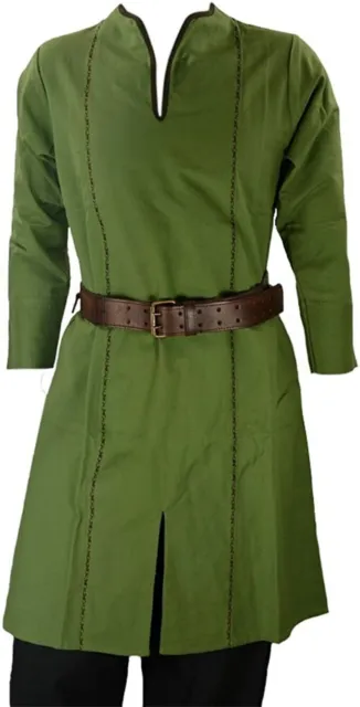 MEDIEVAL GREEN TEMPLAR KNIGHT Tunic Surcoat Crusader Full Sleeve Renaissance