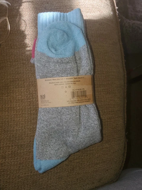 2 paires de chaussettes bottes CLEAR CREEK extra chaudes gris rose bleu NEUF chaussettes taille 9-11 2