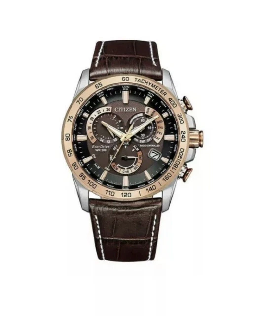 Citizen Eco-Drive CB5899-05X Orologio Uomo Radio Controllato – Cronografo, Pelle Marrone E Cassa Oro Rosa - 5