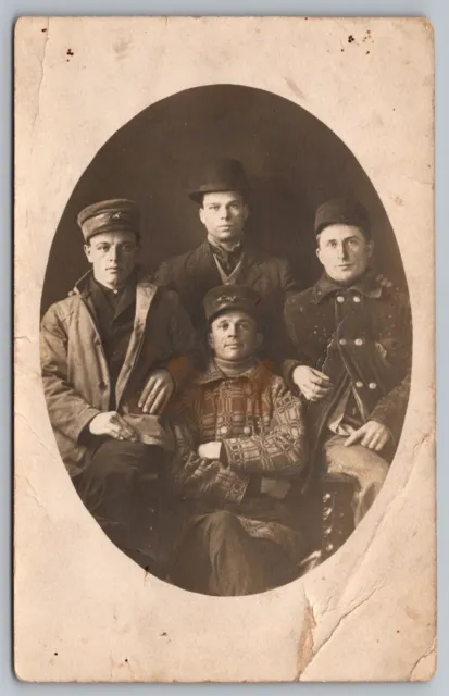 RPPC Handsome Young Men Soldiers Possibly Portrait Vignette Postcard
