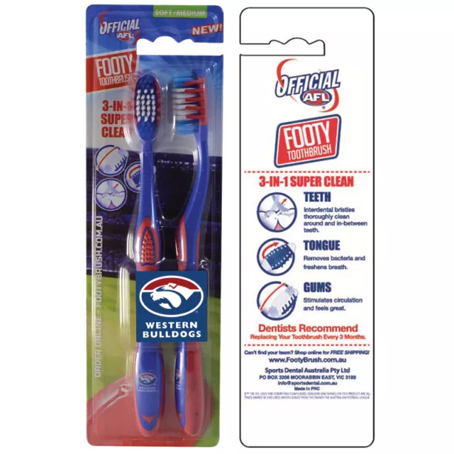 AFL Toothbrush Western Bulldogs Twin Pack