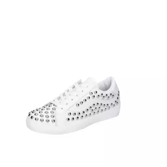 Chaussures Femme Il 'La 37 Ue Baskets Blanc Cuir Clous EZ467-37