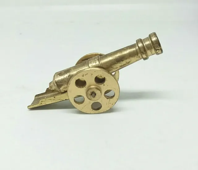 Small Miniature Vintage Solid Brass Field Cannon Desk Ornament 6cm Long Approx