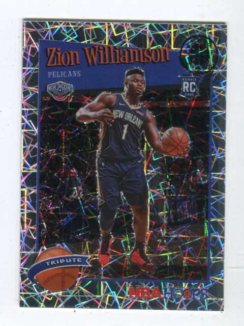 Zion Williamson 2019-20 Hoops Premium Silver Prizm Laser Tribute RC #296 96067