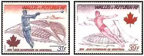 Timbres Sports JO Athlétisme Natation Wallis et Futuna PA72/73 ** (61393CY)