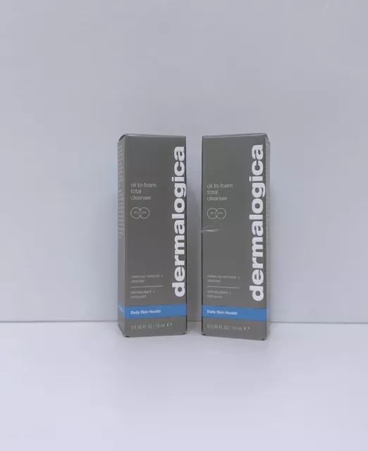 2 X Dermalogica Oil To Foam Total Makeup Remover + Cleanser 0.5 Oz Each