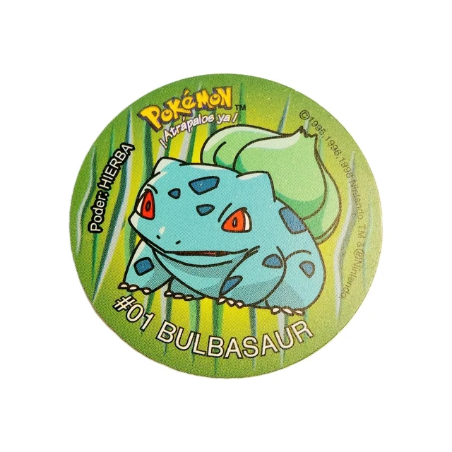 NEW TAZOS POKEMON Sabritas BULBASAUR #01 Tap Cup Pog Nintendo Mexico 95 ...