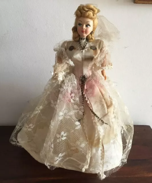 Stunning Vintage Old Cloth & Plastic Bride Doll