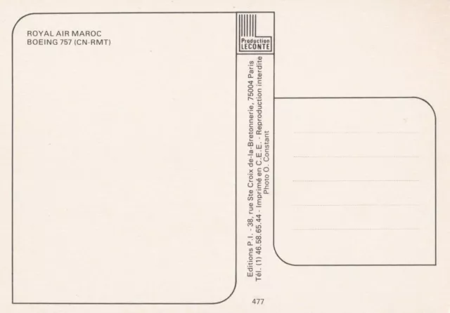 Airplane Postcard - Royal Air Maroc - Boeing 757 (Cn-Rmt) 2