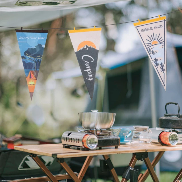 3 Pcs Drapeau De Camp Extérieur Décor Extérieur Décor De Camping Fanion