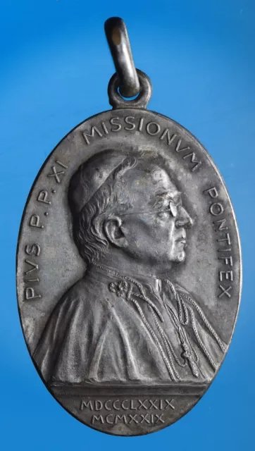 Pio Xi Medaglia 1929 Canonizzazione Di S. Teresa Di Lisieux Bronzo Argentato Spl