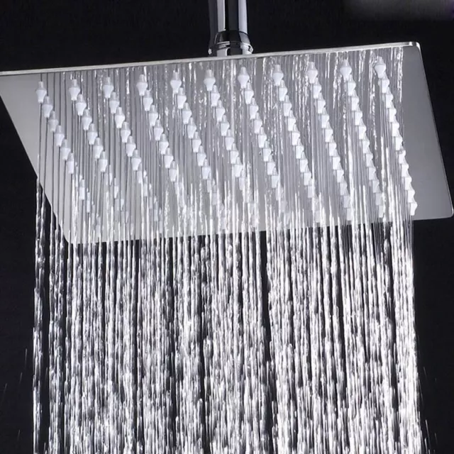 Soffione doccia quadrato bagno alta pressione 25 cm cromato pioggia acciaio inox