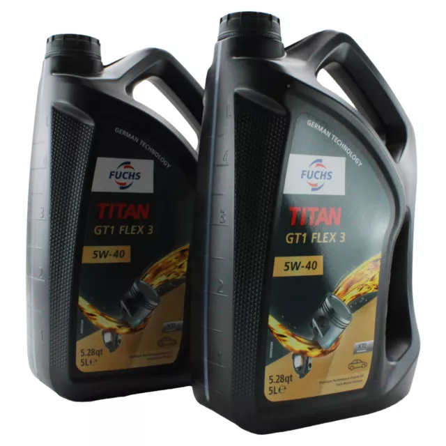 Fuchs 10 Liter TITAN GT1 FLEX 3 SAE 5W-40 Engine Oil 2 x 5L for Audi Jaguar MB