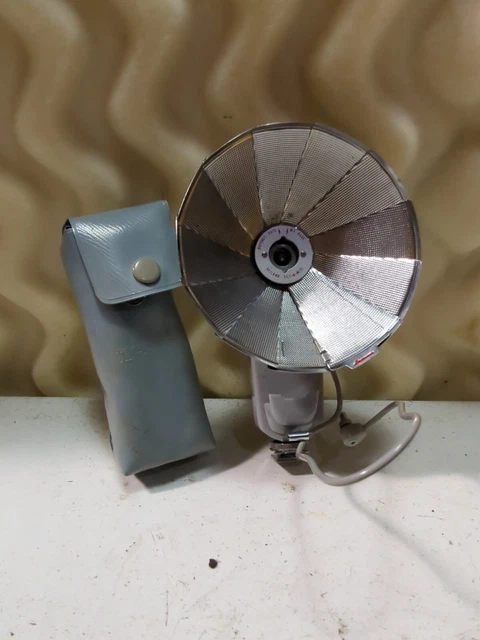 Vintage Honeywell Heiland Tilt-A-Mite Folding Fan Camera Flash w/ Case