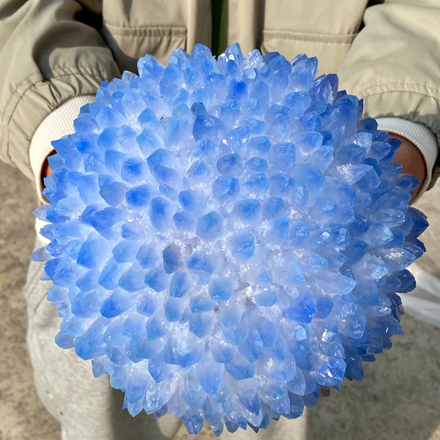 8.8LB New Find BLUE Phantom Quartz Crystal Cluster Mineral Specimen Healing 2