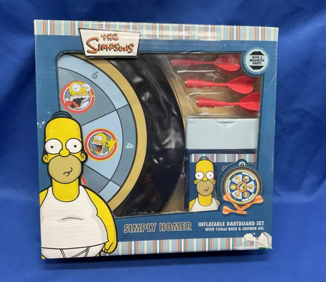 Vintage The Simpsons Inflatable Dartboard Set -Simply Homer With Bath Shower Gel