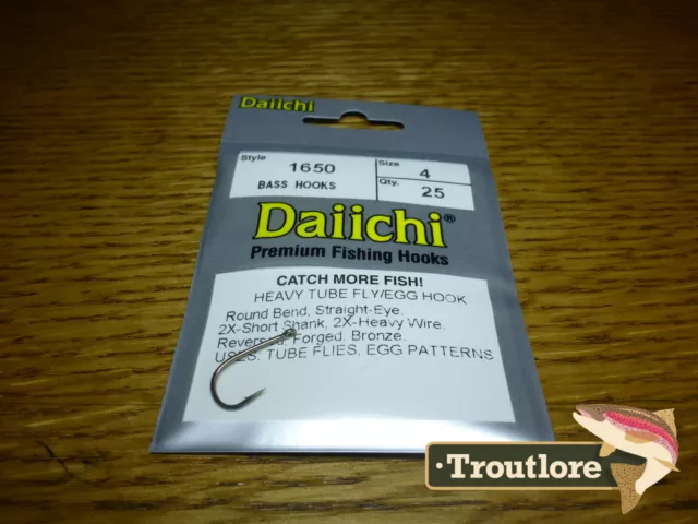 25 x DAIICHI 1650 #4 EGG & TUBE FLY HOOK NEW FLY TYING 2X HEAVY TRAILER HOOKS