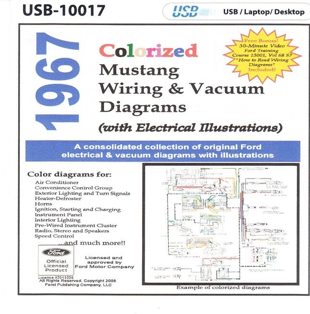 1967 FORD MUSTANG Colorized Wiring Diagrams Electrical Schematic Manual