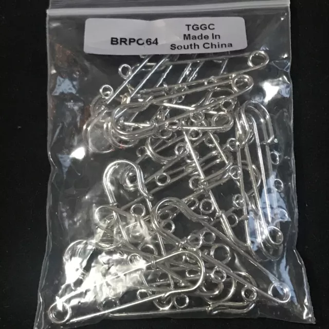 SILVER PLATED ALLOY SAFETY PIN 30MM 50PCS/PACK Jewellery Maker