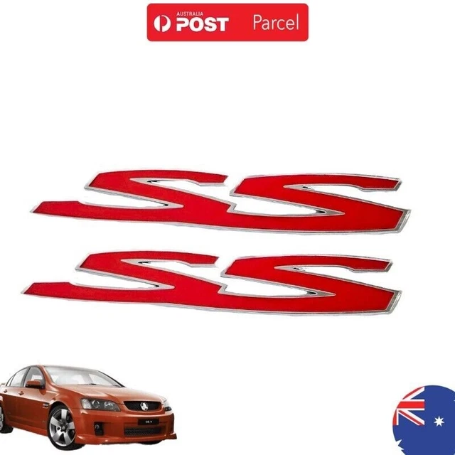 RED Chrome Side SS Badge Pair Emblem Holden Commodore VE VF SS Sedan Wagon Ute