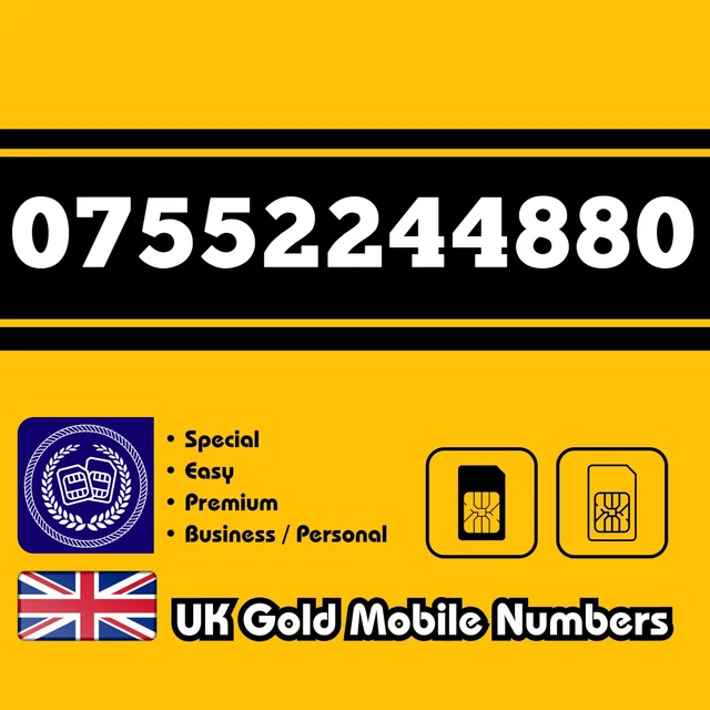 Gold Mobile Number Easy VIP Business Special Memorable UK O2 EE Voda 3 SIM Card