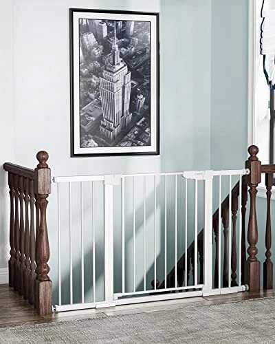 Mom's Choice Awards Winner- 29.5"-51.6" Baby Gate Extra Wide, Easy Walk White