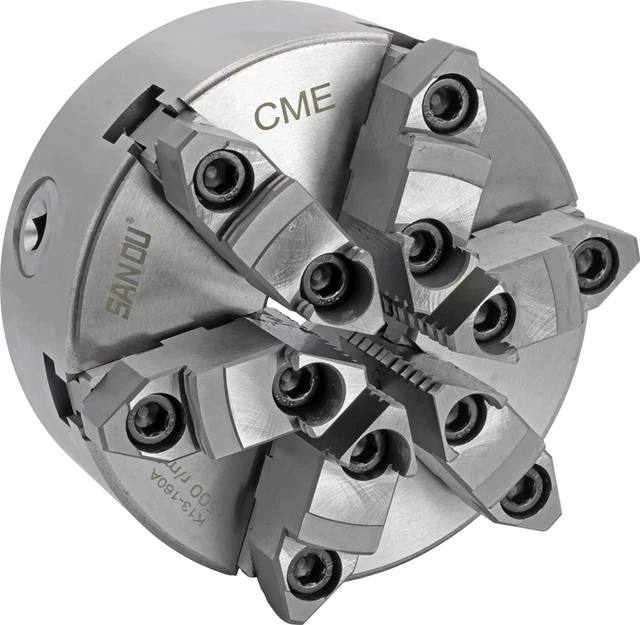 CME 6" 6-Jaw Self-Centering (Scroll) Lathe Chuck, Plain (Flat) Back, 2-Piece Inn