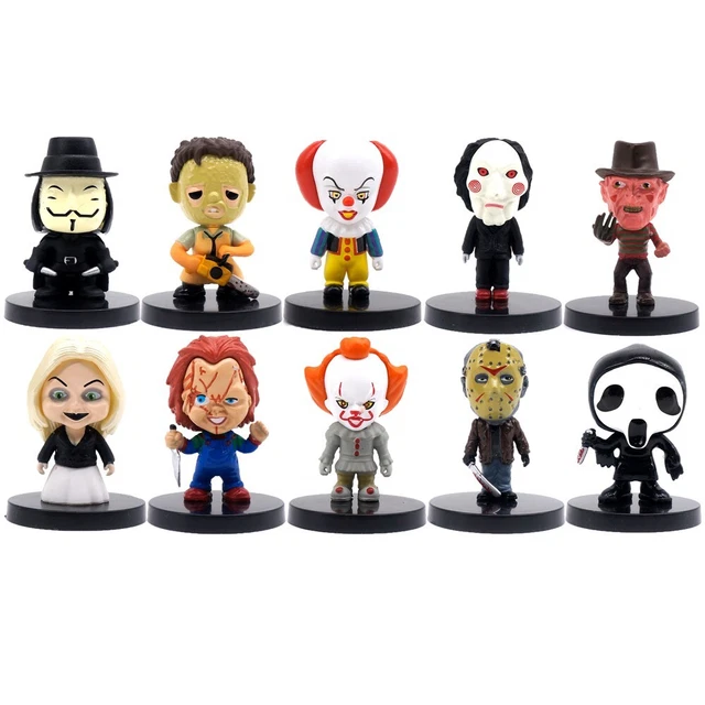 10PCS Horror Movie Action Figure Halloween Decoration Clown Chucky 2.16'' Doll