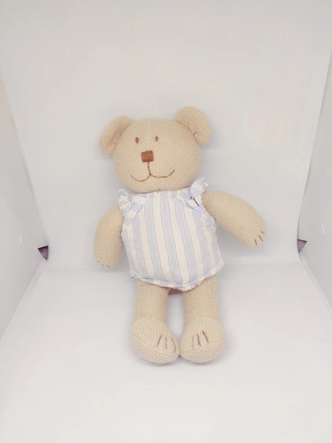 Doudou Ours Jacadi bleu marron beige ecru tricot tricoté 25cm