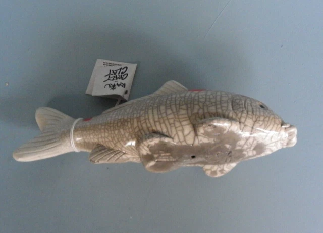 Raku Handarbeit Fish Crazy Clay Studio So. Africa Gerhard de Bier signiert 10" lang 5