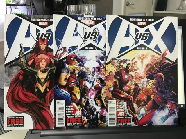Avengers vs Xmen #0, 1, 2 Set Marvel Comics