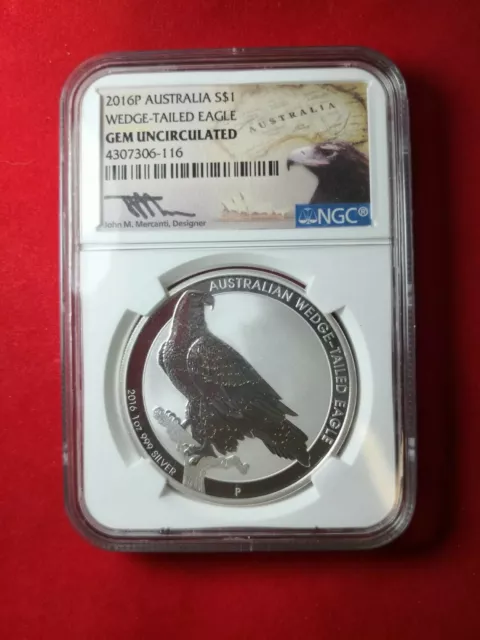 Australia PCGS Gem Uncirculated Wedge Tailed Eagle 2016 1 oz Silver 1 Dollar