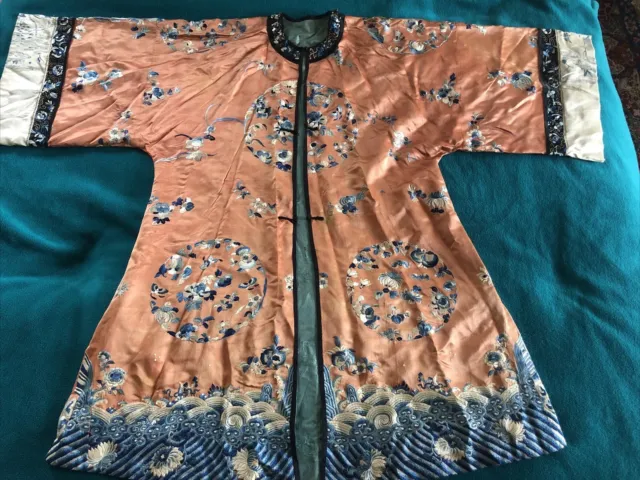 Vintage Chinese Silk Coat Heavily Embroidered