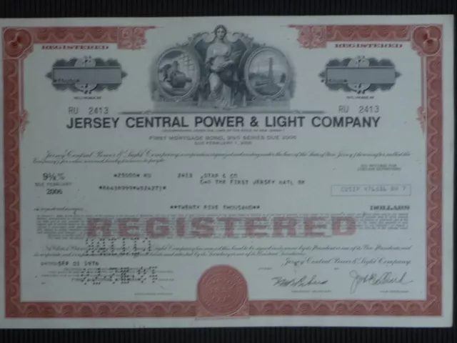 Jersey Central Power & Light Company  alte Historische Aktie USA  1976