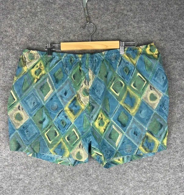 Vintage St Michael Swim Shorts Mens Extra Large Funky Abstract Blue Green 80s