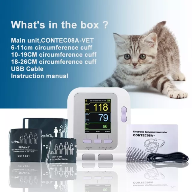 Vet Veterinary Digital Blood Pressure Monitor NIBP with 3 cuffs CONTEC08A-VET