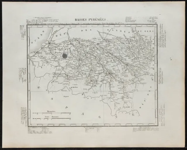 1840 - Basses-Pyrénées - Carte géographique ancienne - Département français