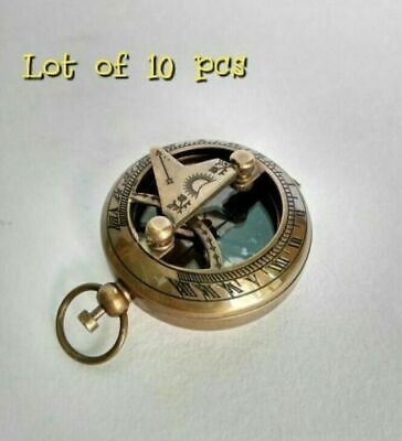 Antique Brass Vintage Sundial Push Button Nautical Compass Lot of 10 pcs STYLE